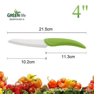 PP hanlde 4inch ceramic utility knife,green handle ceramic knife for Modern Kitchen